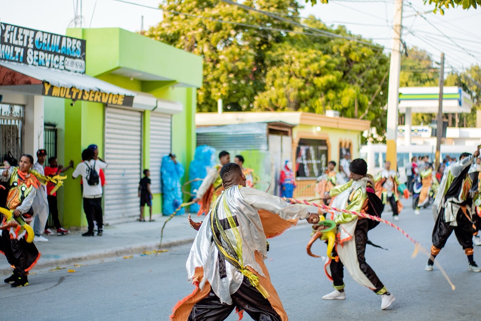 Dominican street carnival performers